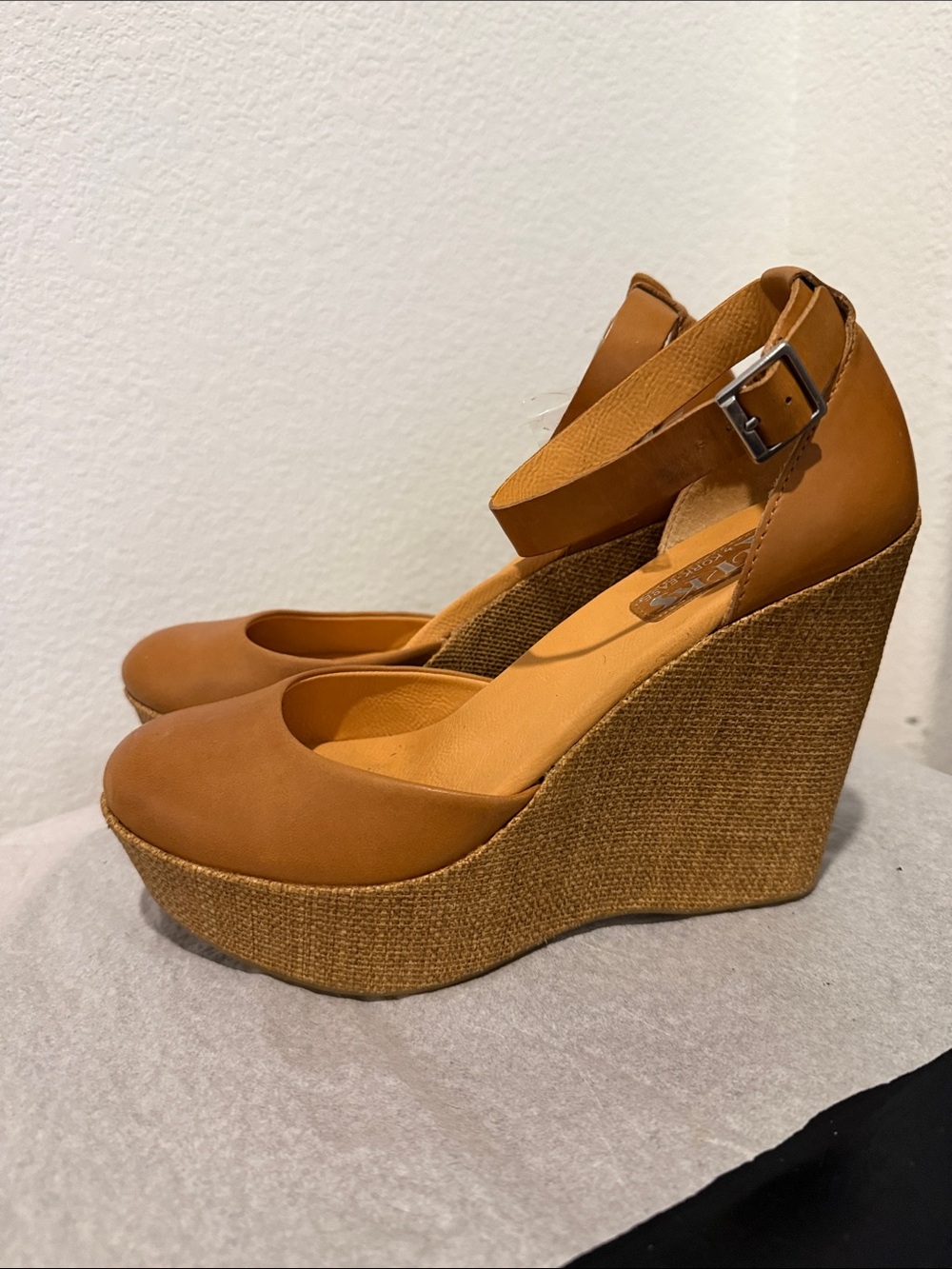 Korks by Kork EaseTan Wedge Espadrille Ankle-Strap Shoes